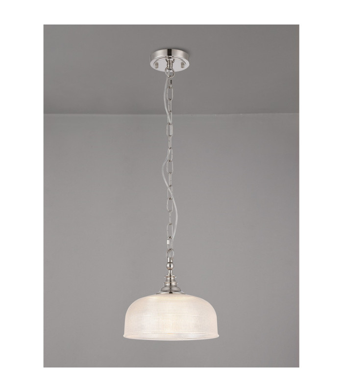DeRuyter 27cm Flush/Single Pendant 1 Light Adjustable E27 Polished Nickel/Frosted Glass-3