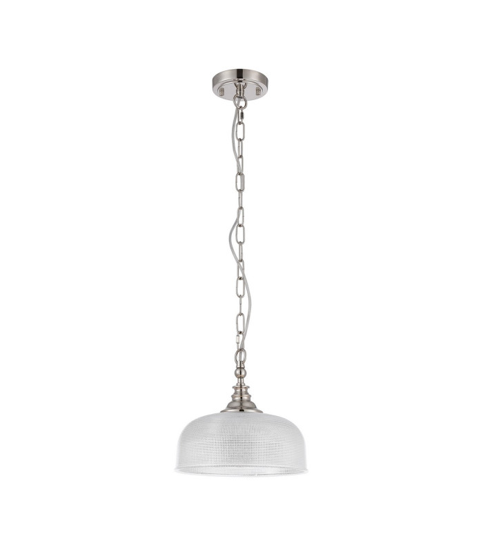 DeRuyter 27cm Flush/Single Pendant 1 Light Adjustable E27 Polished Nickel/Frosted Glass-5