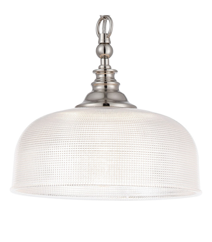 DeRuyter 27cm Flush/Single Pendant 1 Light Adjustable E27 Polished Nickel/Frosted Glass-7
