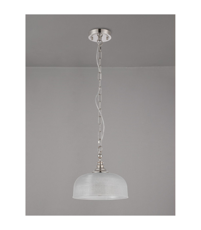 DeRuyter 27cm Flush/Single Pendant 1 Light Adjustable E27 Polished Nickel/Frosted Glass-8