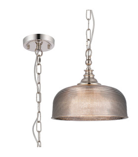 DeRuyter 27cm Flush/Single Pendant 1 Light Adjustable E27 Polished Nickel/Smoke Glass-1