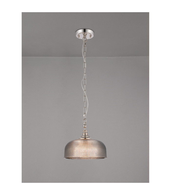DeRuyter 27cm Flush/Single Pendant 1 Light Adjustable E27 Polished Nickel/Smoke Glass-3