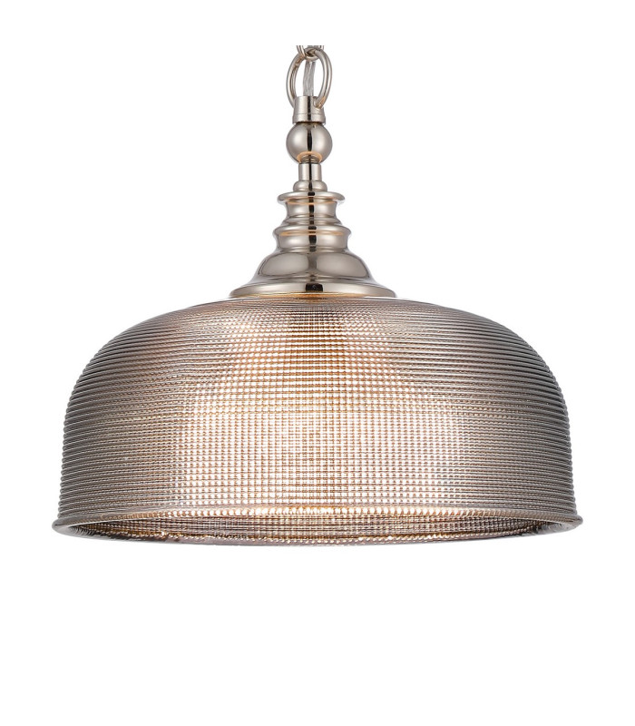 DeRuyter 27cm Flush/Single Pendant 1 Light Adjustable E27 Polished Nickel/Smoke Glass-7