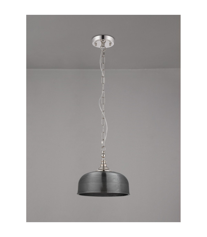 DeRuyter 27cm Flush/Single Pendant 1 Light Adjustable E27 Polished Nickel/Smoke Glass-8