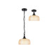 DeRuyter 27cm Flush/Single Pendant 1 Light Adjustable E27 Satin Black/Amber Glass-4
