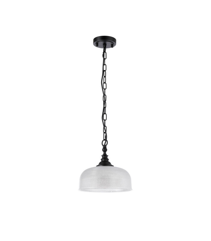 DeRuyter 27cm Flush/Single Pendant 1 Light Adjustable E27 Satin Black/Clear Glass-5