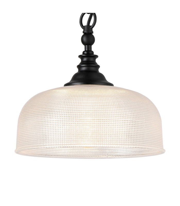 DeRuyter 27cm Flush/Single Pendant 1 Light Adjustable E27 Satin Black/Clear Glass-7