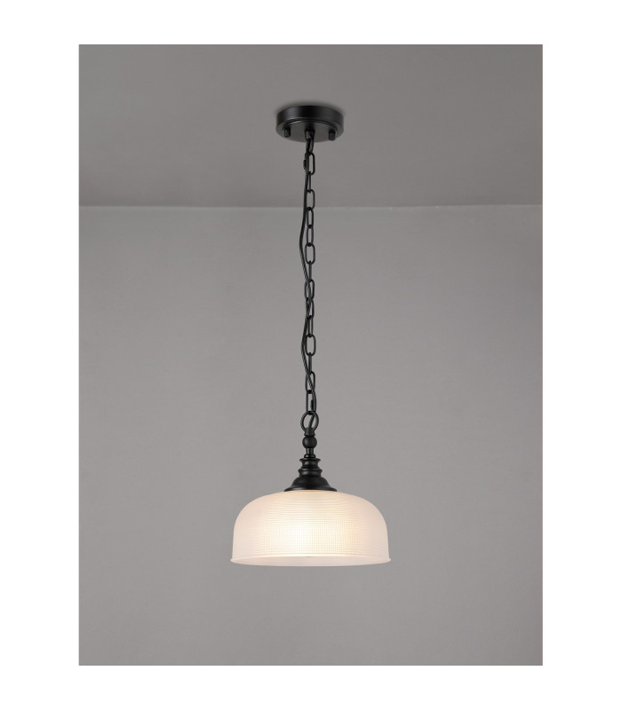 DeRuyter 27cm Flush/Single Pendant 1 Light Adjustable E27 Satin Black/Frosted Glass-3