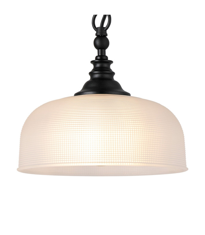DeRuyter 27cm Flush/Single Pendant 1 Light Adjustable E27 Satin Black/Frosted Glass-7