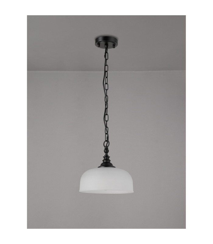 DeRuyter 27cm Flush/Single Pendant 1 Light Adjustable E27 Satin Black/Frosted Glass-8