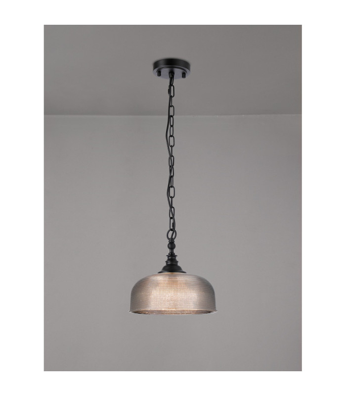 DeRuyter 27cm Flush/Single Pendant 1 Light Adjustable E27 Satin Black/Smoke Glass-3