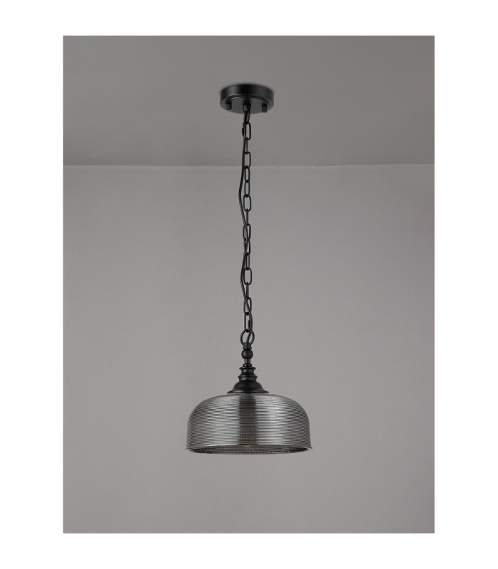 DeRuyter 27cm Flush/Single Pendant 1 Light Adjustable E27 Satin Black/Smoke Glass-8