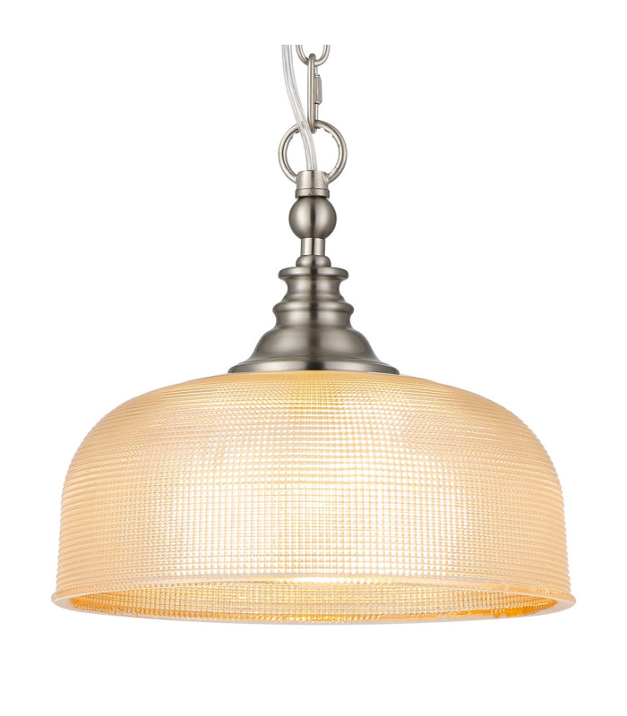 DeRuyter 27cm Flush/Single Pendant 1 Light Adjustable E27 Satin Nickel/Amber Glass-7