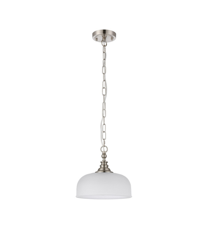 DeRuyter 27cm Flush/Single Pendant 1 Light Adjustable E27 Satin Nickel/Clear Glass-4