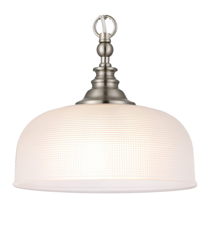 DeRuyter 27cm Flush/Single Pendant 1 Light Adjustable E27 Satin Nickel/Clear Glass-6