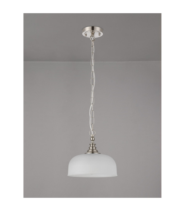 DeRuyter 27cm Flush/Single Pendant 1 Light Adjustable E27 Satin Nickel/Clear Glass-7