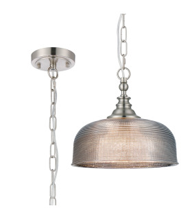 DeRuyter 27cm Flush/Single Pendant 1 Light Adjustable E27 Satin Nickel/Smoke Glass-1