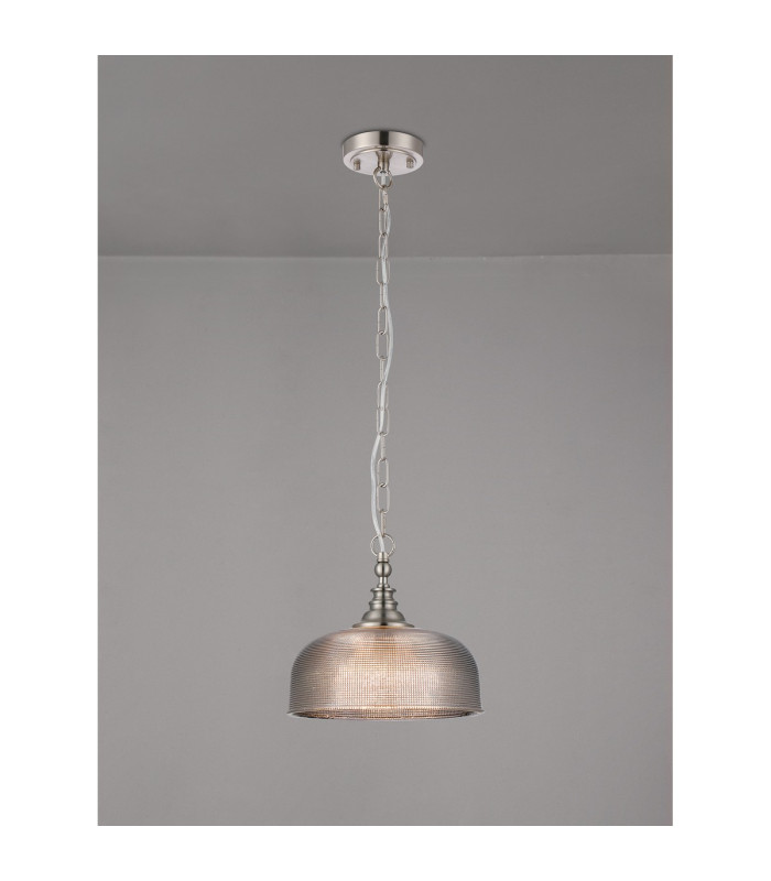 DeRuyter 27cm Flush/Single Pendant 1 Light Adjustable E27 Satin Nickel/Smoke Glass-3