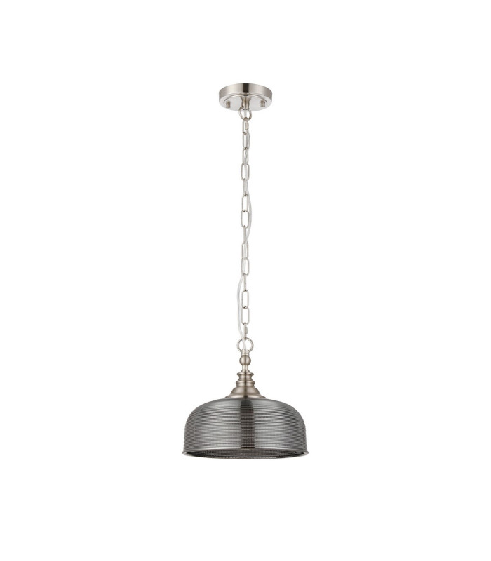 DeRuyter 27cm Flush/Single Pendant 1 Light Adjustable E27 Satin Nickel/Smoke Glass-5