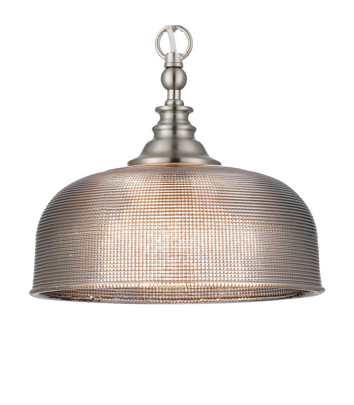 DeRuyter 27cm Flush/Single Pendant 1 Light Adjustable E27 Satin Nickel/Smoke Glass-7