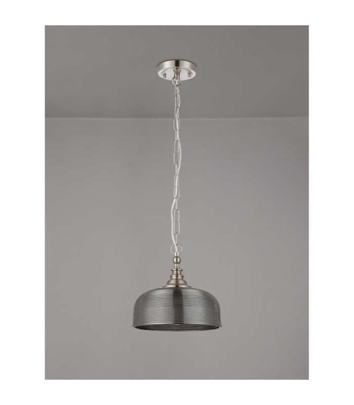 DeRuyter 27cm Flush/Single Pendant 1 Light Adjustable E27 Satin Nickel/Smoke Glass-8