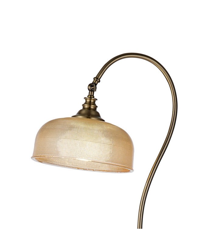 DeRuyter Floor Lamp 1 Light E27 Antique Brass/Amber Glass-5