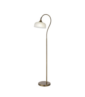 DeRuyter Floor Lamp 1 Light E27 Antique Brass/Frosted Glass-1