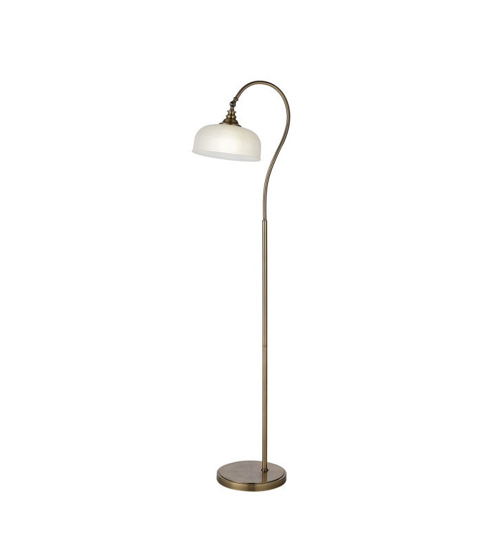 DeRuyter Floor Lamp 1 Light E27 Antique Brass/Frosted Glass-1