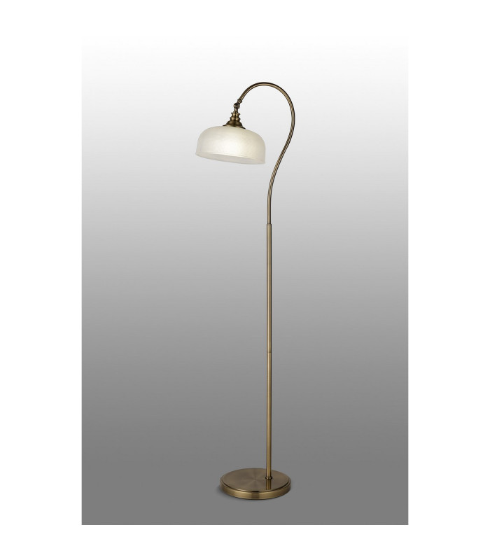 DeRuyter Floor Lamp 1 Light E27 Antique Brass/Frosted Glass-3