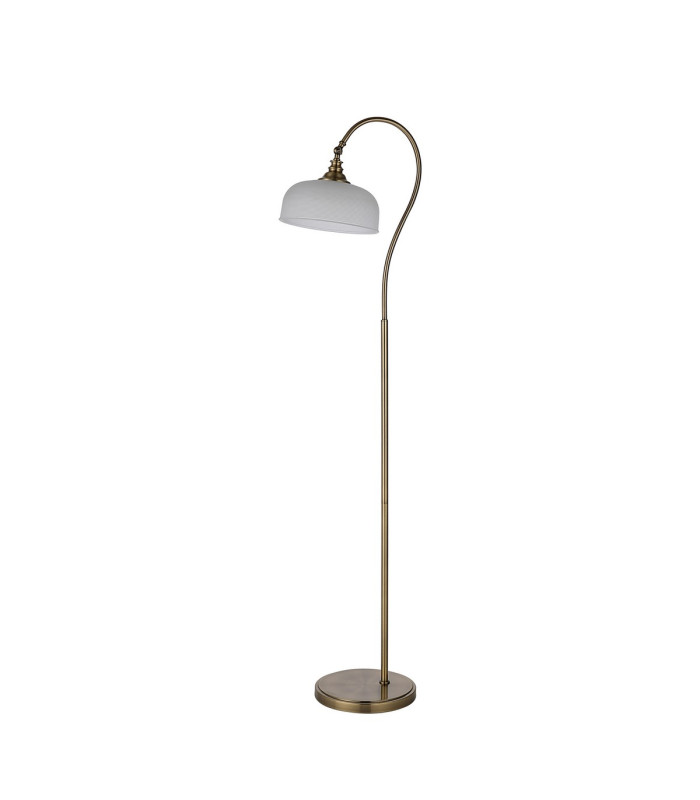 DeRuyter Floor Lamp 1 Light E27 Antique Brass/Frosted Glass-4