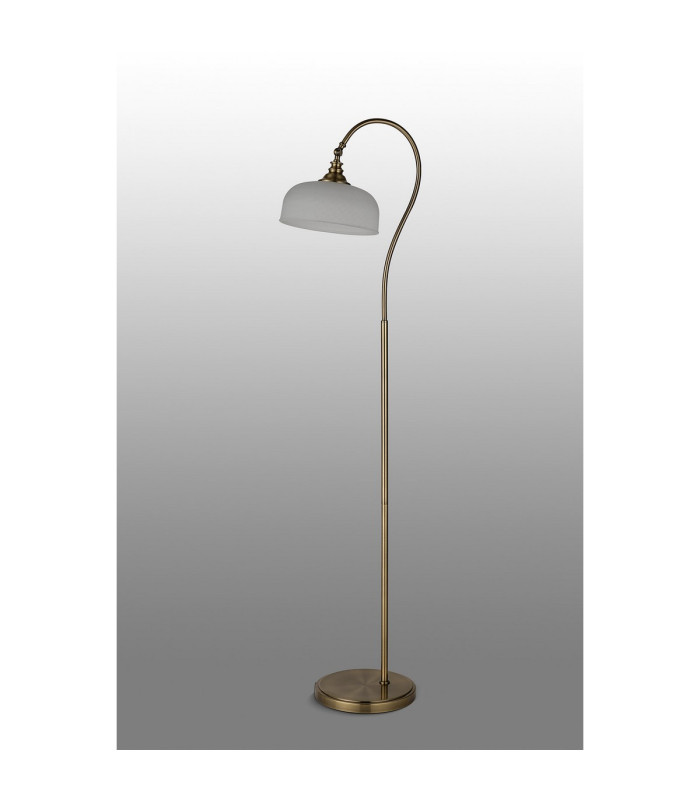 DeRuyter Floor Lamp 1 Light E27 Antique Brass/Frosted Glass-8
