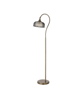 DeRuyter Floor Lamp 1 Light E27 Antique Brass/Smoke Glass-1