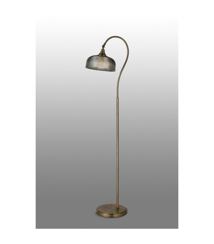 DeRuyter Floor Lamp 1 Light E27 Antique Brass/Smoke Glass-3
