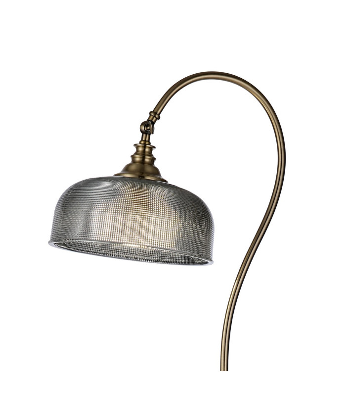 DeRuyter Floor Lamp 1 Light E27 Antique Brass/Smoke Glass-5