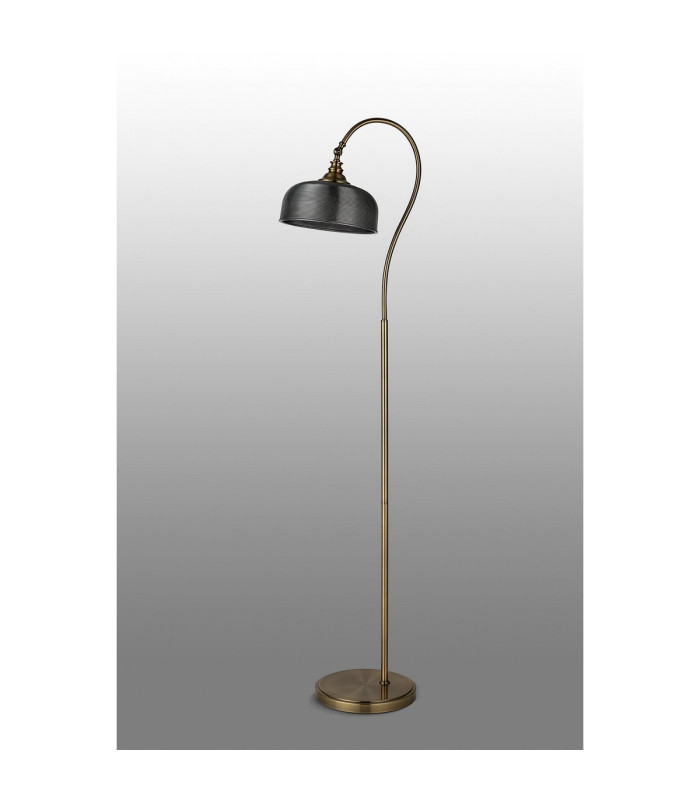DeRuyter Floor Lamp 1 Light E27 Antique Brass/Smoke Glass-8