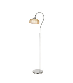 DeRuyter Floor Lamp 1 Light E27 Polished Nickel/Amber Glass-1