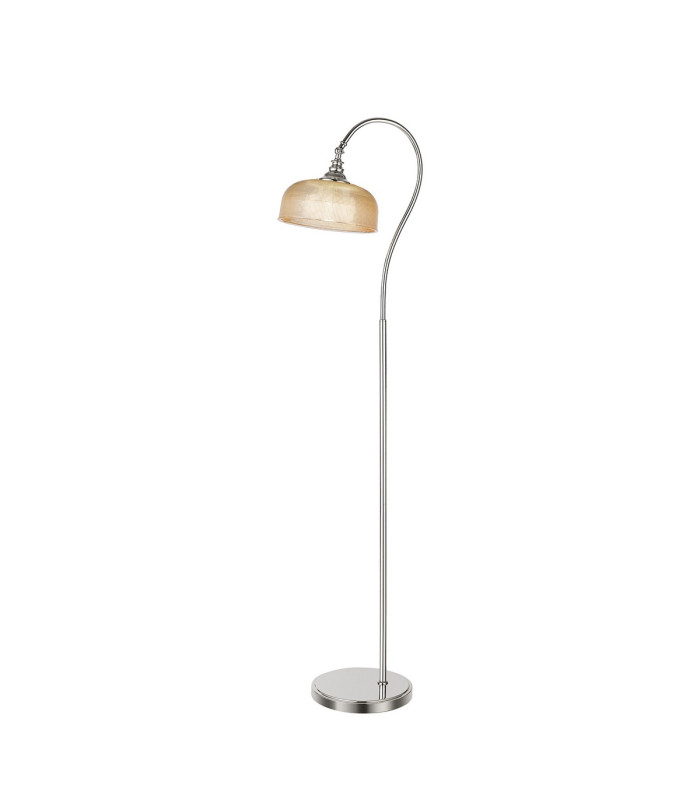 DeRuyter Floor Lamp 1 Light E27 Polished Nickel/Amber Glass-1