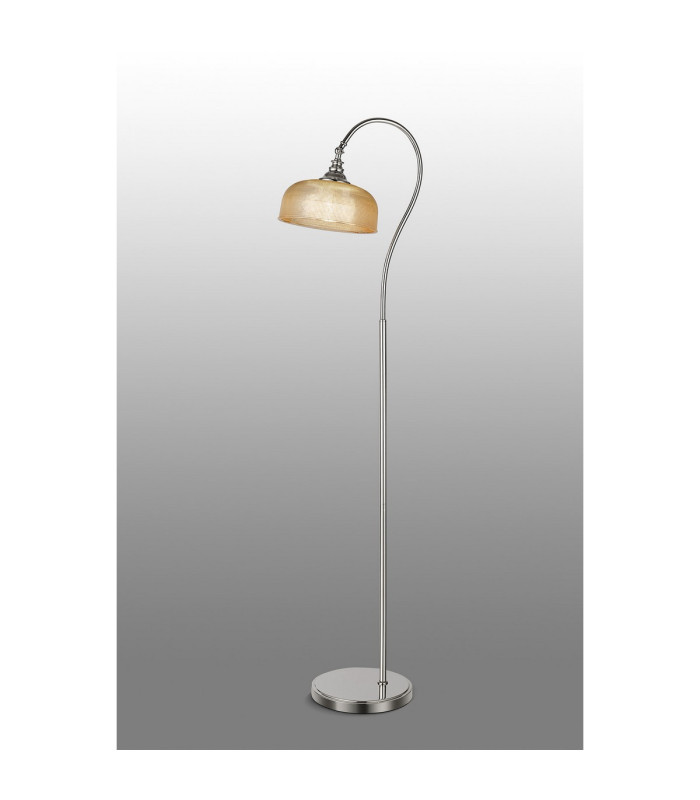 DeRuyter Floor Lamp 1 Light E27 Polished Nickel/Amber Glass-3