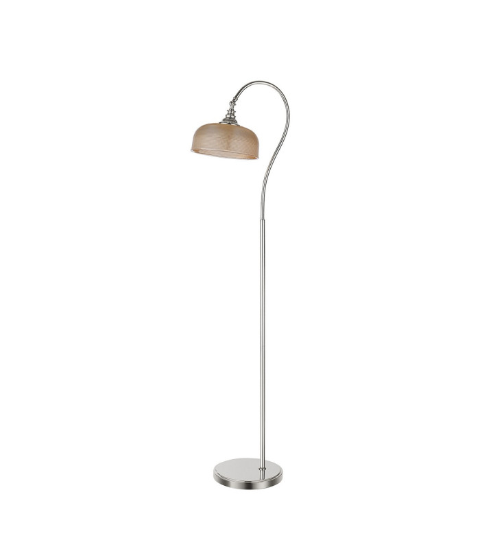 DeRuyter Floor Lamp 1 Light E27 Polished Nickel/Amber Glass-4