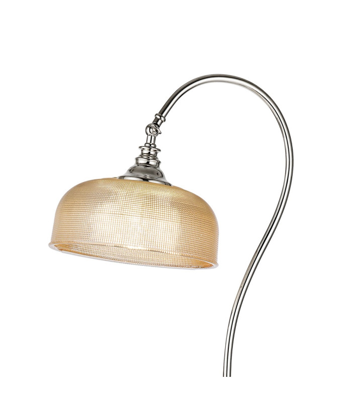 DeRuyter Floor Lamp 1 Light E27 Polished Nickel/Amber Glass-5