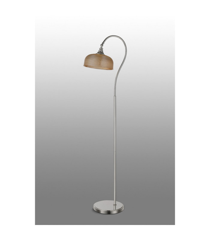 DeRuyter Floor Lamp 1 Light E27 Polished Nickel/Amber Glass-8