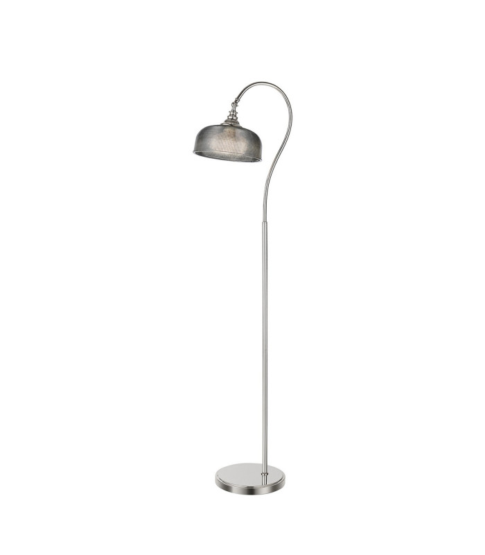 DeRuyter Floor Lamp 1 Light E27 Polished Nickel/Smoke Glass-1