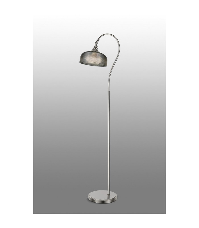 DeRuyter Floor Lamp 1 Light E27 Polished Nickel/Smoke Glass-3