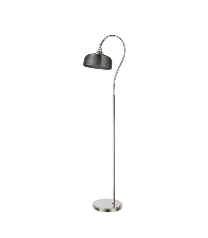 DeRuyter Floor Lamp 1 Light E27 Polished Nickel/Smoke Glass-4