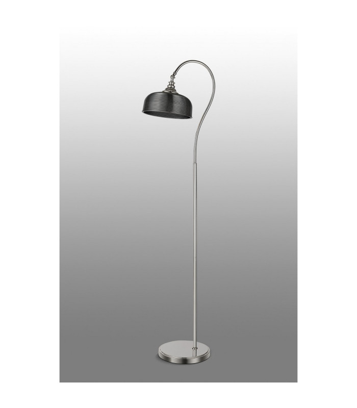 DeRuyter Floor Lamp 1 Light E27 Polished Nickel/Smoke Glass-8