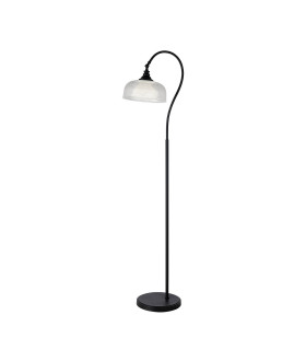DeRuyter Floor Lamp 1 Light E27 Satin Black/Clear Glass-1