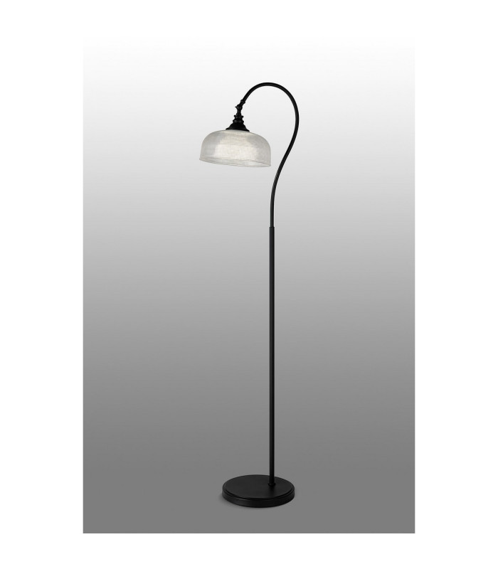 DeRuyter Floor Lamp 1 Light E27 Satin Black/Clear Glass-3