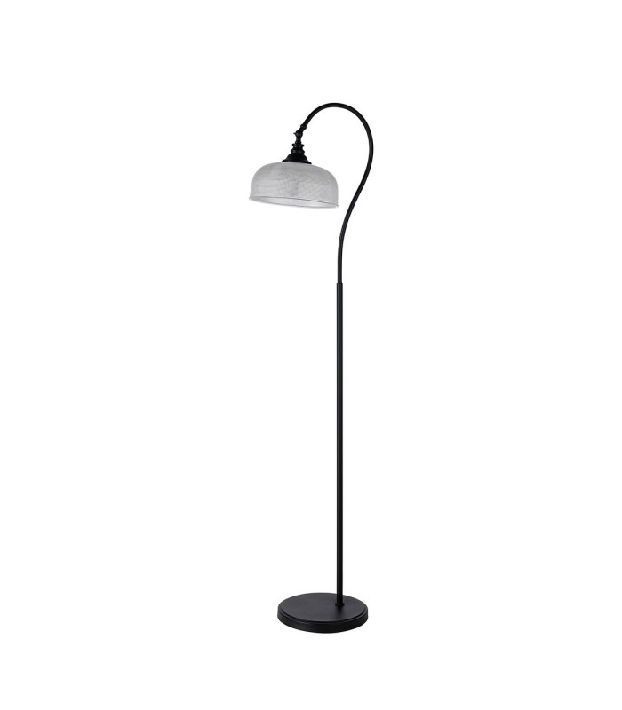 DeRuyter Floor Lamp 1 Light E27 Satin Black/Clear Glass-4