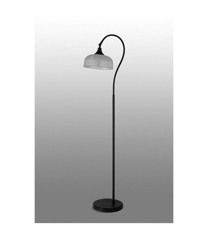 DeRuyter Floor Lamp 1 Light E27 Satin Black/Clear Glass-8