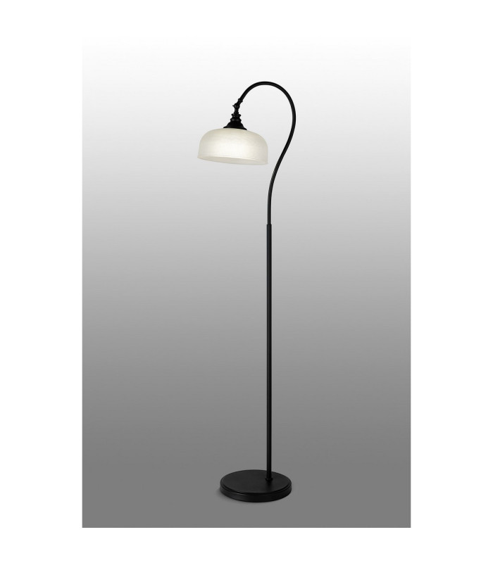DeRuyter Floor Lamp 1 Light E27 Satin Black/Frosted Glass-3